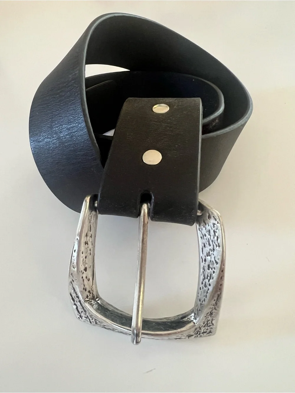 Sculptural leather belt silver western Silpada designs Italian leather size L